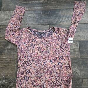 #410 Lucky Brand Floral Long Sleeve Top - Pink and Purple